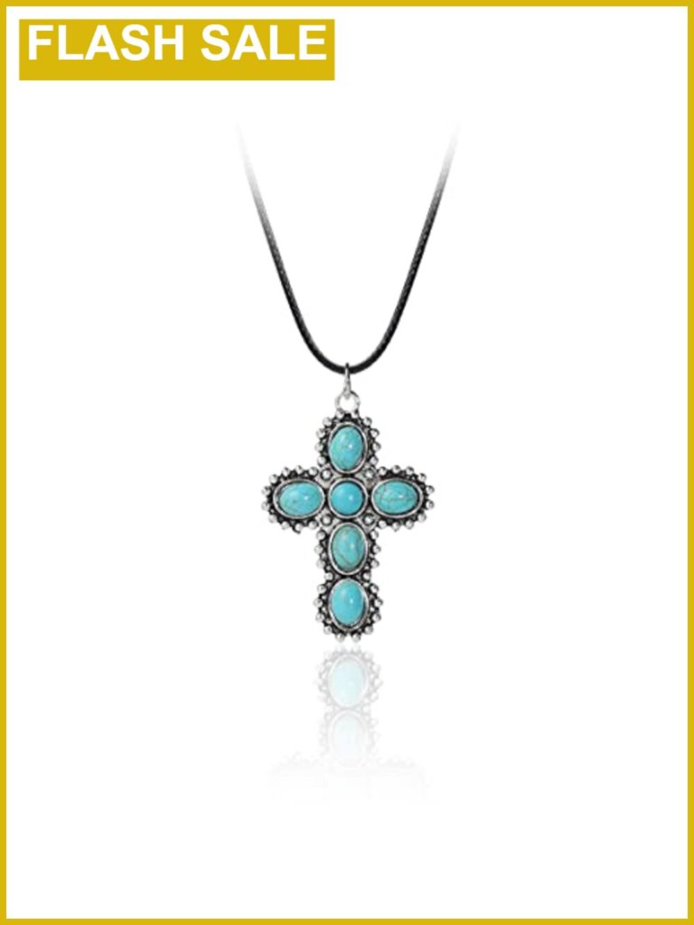 Turquoise Pendant Necklace Set Boho Western Jewelry Cross